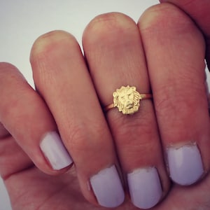 Lion ring knuckle ring, gold ring, stacking ring image 1