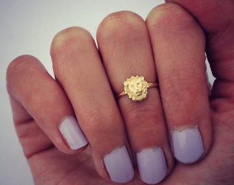 Lion ring - knuckle ring, gold ring, stacking ring