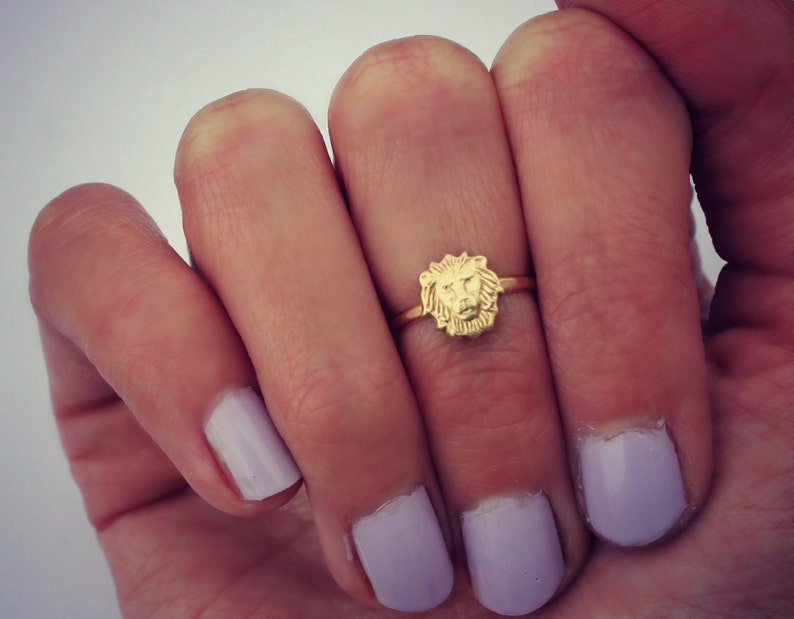 Lion ring knuckle ring, gold ring, stacking ring image 1