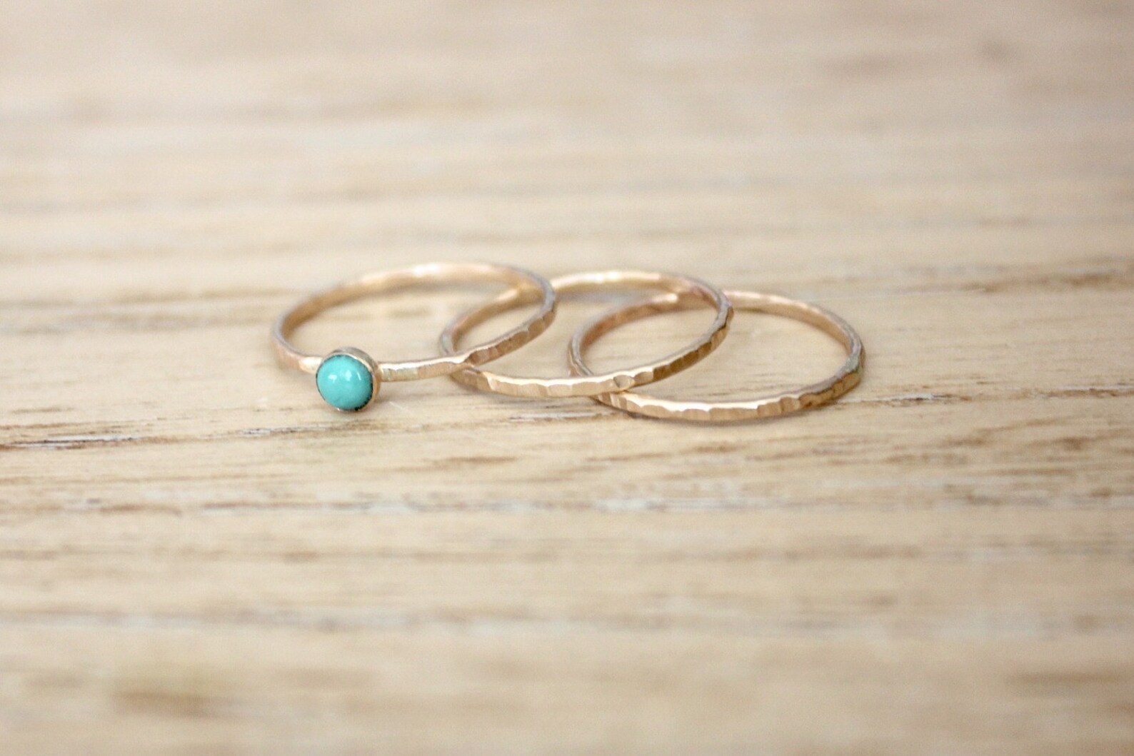 Gold Turquoise Stacking Ring Set - Set of Three Rings, Turquoise Ring ...