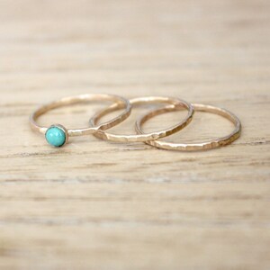 Gold Turquoise Stacking Ring Set - Set of Three Rings, Turquoise Ring ...