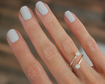 Anillo de ópalo - Anillo de plata de ley, anillo de ópalo y plata, anillo de plata de ley con piedras preciosas, anillo abierto, anillo de ópalo, anillo apilable