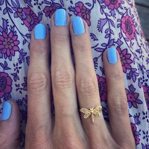Gold ring, Dragonfly ring, statement rings, 14k gold filled ring, graduation gifts, animal rings
