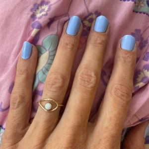 Gold and opal Evil eye ring, 14k gold filled ring - Good Luck Protective Amulet Talisman - also available in sterling silver