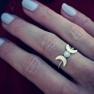 Silver rings, statement rings, opal and moon ring, midi rings, .925 sterling ring- graduation gifts, gifts for women