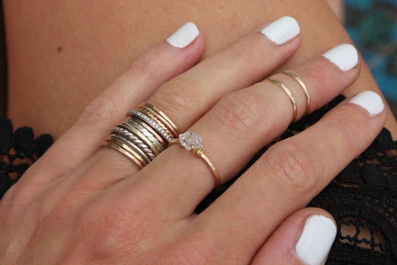 14k Yellow Gold Filled Knuckle Ring Stacking Rings Midi Etsy