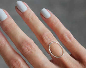 Sterling silver oval ring, circle ring, stacking ring, stackable ring, minimalist jewelry