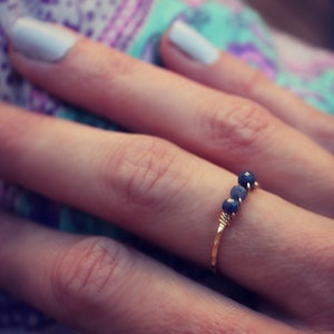September Birthstone stacking ring -skinny gold ring, gold Sapphire  ring, 14k gold filled ring