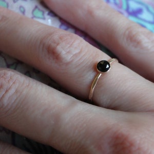 Black Onyx ring, Gold filled ring, black gemstone ring, gold stacking rings