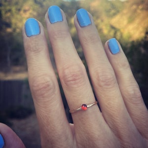 January Birthstone stacking ring -skinny gold ring, gold Garnet ring, 14k gold filled ring