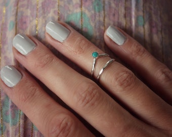 Sterling silver Turquoise knuckle ring set ∙ Stacking rings ∙ Midi rings ∙ Mid finger ring ∙ knuckle ring set ∙ Silver rings
