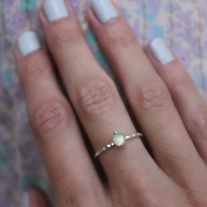 Opal ring, Sterling silver ring, stacking ring, rope ring, midi ring, stackable ring