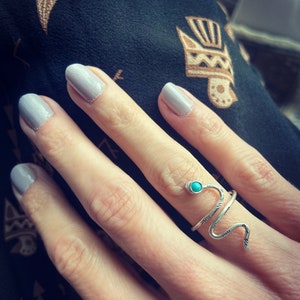 Sterling silver snake ring, wrap around snake ring with turquoise or your choice of stone, stacking ring, midi ring, stackable ring