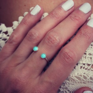Bague turquoise, bague en argent sterling, bague à superposer, bague midi, bague à superposer, double bague ouverte
