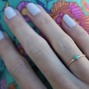 Gold turquoise stacking ring -skinny gold ring, gold and turquoise ring, 14k gold filled ring