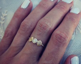 Sterling silver ring, opal ring, mermaid ring, stacking ring - available in Opal, Turquoise. Moonstone, Pearl and more!
