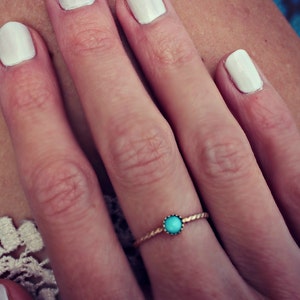 Turquoise ring, Gold Filled ring, stacking ring, rope ring, midi ring, stackable ring