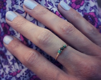 May Birthstone stacking ring -skinny gold ring, gold Emerald ring, 14k gold filled ring