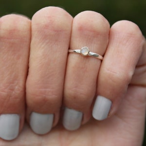 Midi rings, knuckle ring, Sterling silver and moonstone knuckle ring set - June birthstone ring,  stacking ring - midi ring, silver ring