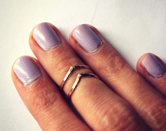 Midi rings, knuckle rings, Rose Gold knuckle ring set, chevron stacking rings - midi rings, Rose Gold rings