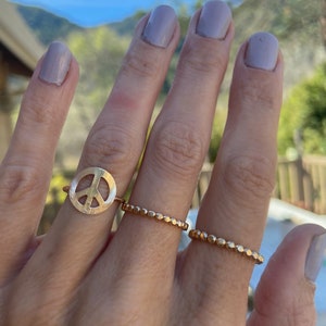 Gold peace symbol ring, 14k gold filled ring - peace sign ring gold