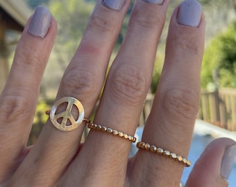 Gold peace symbol ring, 14k gold filled ring - peace sign ring gold