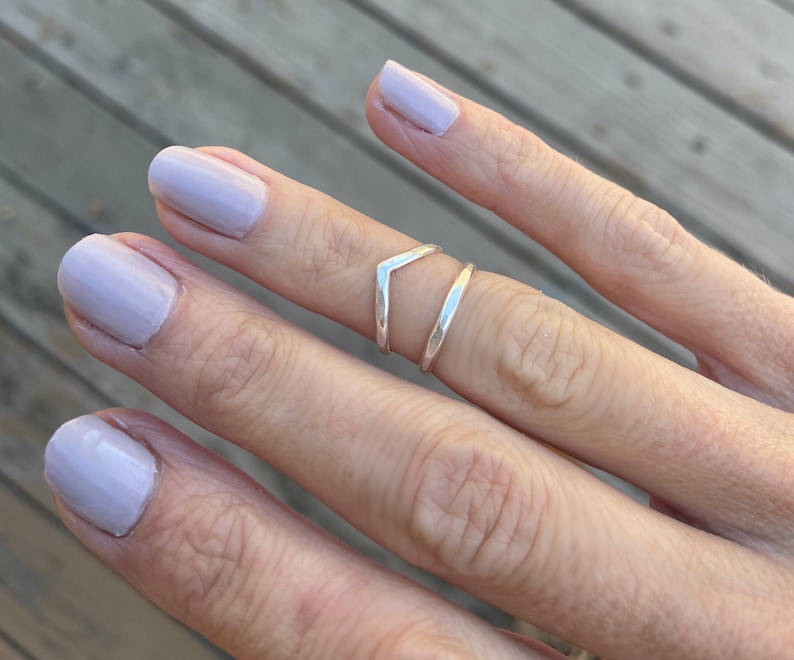 Sterling silver knuckle ring Stacking rings Midi rings Mid finger ring knuckle ring set Silver rings image 1