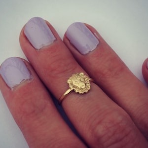 Lion ring knuckle ring, gold ring, stacking ring image 2