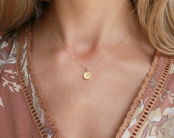 Gold yoga necklace, OM symbol necklace, gold filled chain, small gold necklace, simple gold necklace, layering necklace