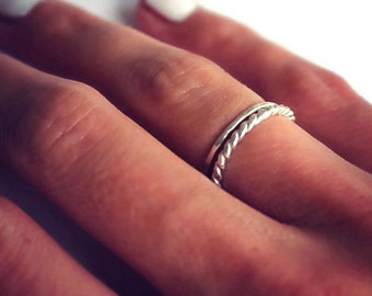 Silver rings, ring set, midi rings, .925 Sterling Silver, knuckle rings - set of two silver rings