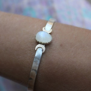 Sterling silver Moonstone bracelet, moon cuff, sterling silver moon bangle bracelet, cuff bracelet silver