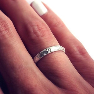 Silver rings, Sterling silver ring, stacking ring- patterned ring - midi rings, patterned ring, silver ring