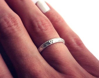 Silver rings, Sterling silver ring, stacking ring- patterned ring - midi rings, patterned ring, silver ring
