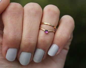 Gold Midi rings, knuckle ring set, Amethyst ring set - February birthstone, midi rings, mid finger ring, knuckle ring set, gold rings