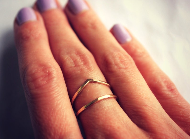 14k Gold Filled Stacking Ring Set Set of Two Hammered - Etsy