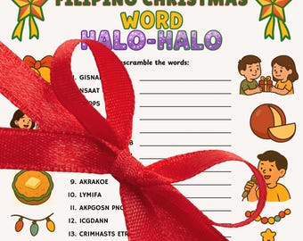 Deutsch Englisch Weihnachts-Wort-Buchstaben-Buchstaben-Buch | Pinoy Weihnachtsfeier (Instant Download)