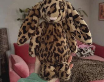 Jellycat Bonnie Rabbit Leopard Print Bunny Plush – Stuffed Animal, Plush Toy