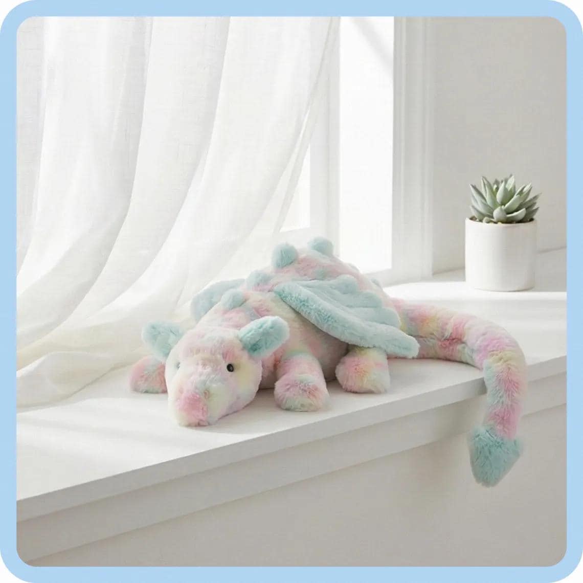 Jellycat Lazulia Dragon Plush Toy – Pastel Rainbow Lounging Dragon 19.7 Inch