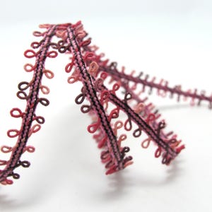 5 Yards Picot Edge Ribbon, Rococo Trim Base, Woven Ribbon, Ombre Multicolor Embellishment, Fuchsia