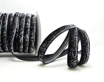 5 Meter Metallic Glitter Band, Glitzergarn, Sparkle Glitter Samtband, Schwarz