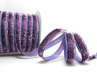 5 Meter Metallic Glitzer Band, Glitzergarn, Sparkle Glitter Samtband, Lila