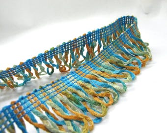 1 Yard Colorful Ombre Fringe Tassel Trim, Blue