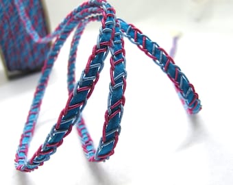 5 Yards Woven Braided Velvet trim, Scallop Edge Decorative Trim, Blue