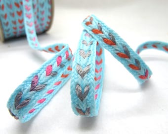 5 Yards Woven Colorful Narrow Ribbon, Pastel Color Decorative Trim, Blue