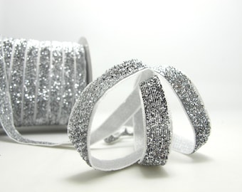 5 Meter Metallic Glitter Band, Glitzergarn, Sparkle Glitter Samtband, Silber
