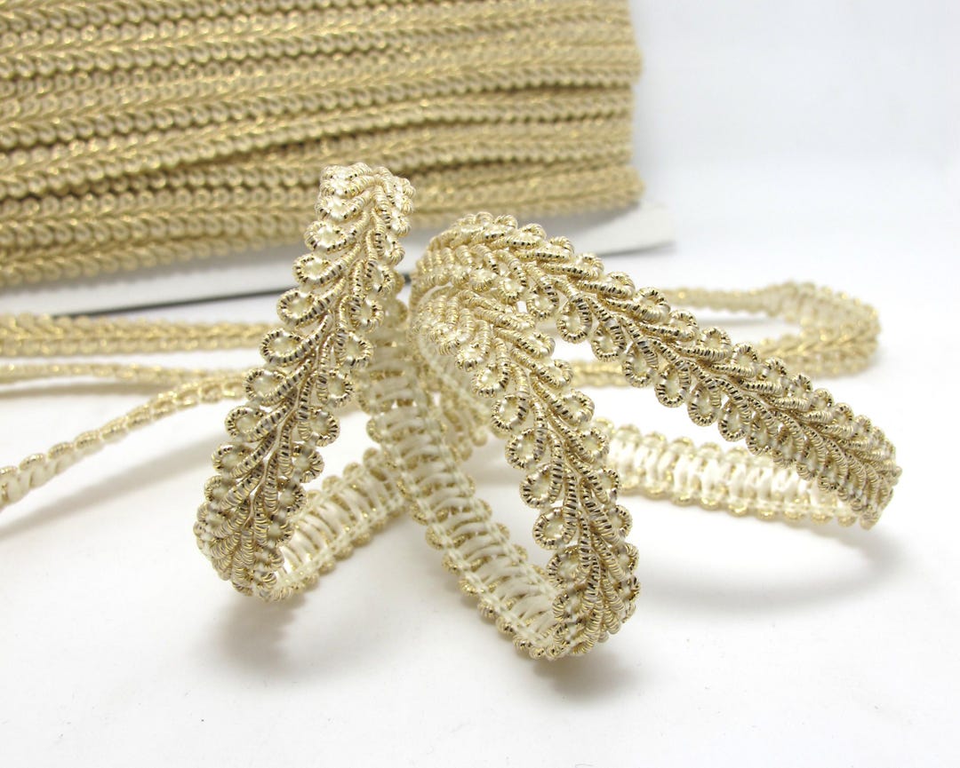 5 Yards Gold Gimp Braided Gold Metallic Edge Trim, Gimp Braid, Braided ...
