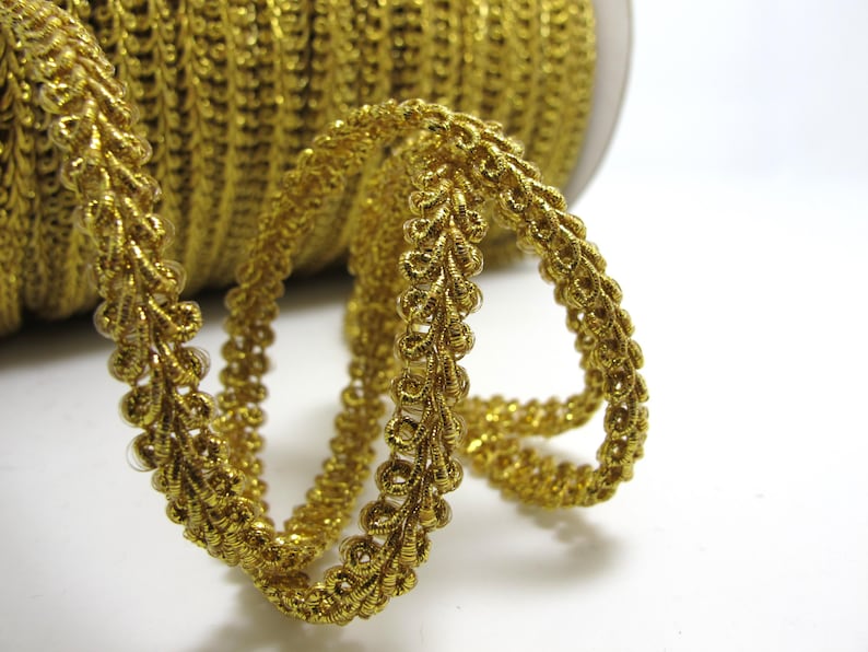 5 Yards Gold Gimp Braided Gold Metallic Edge Trim, Gimp Braid, Braided ...