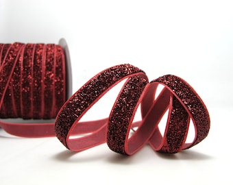 5 Meter Metallic Glitter Band, Glitzergarn, Sparkle Glitter Samtband, Rot