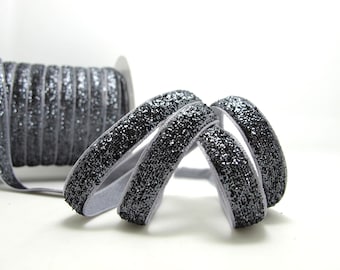 5 Meter Metallic Glitter Band, Glitzergarn, Sparkle Glitter Samtband, Grau Silber