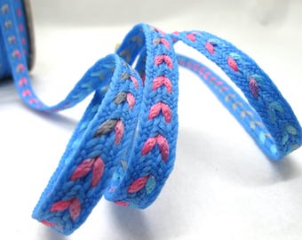 5 Yards Woven Colorful Narrow Ribbon, Pastel Color Decorative Trim, Blue